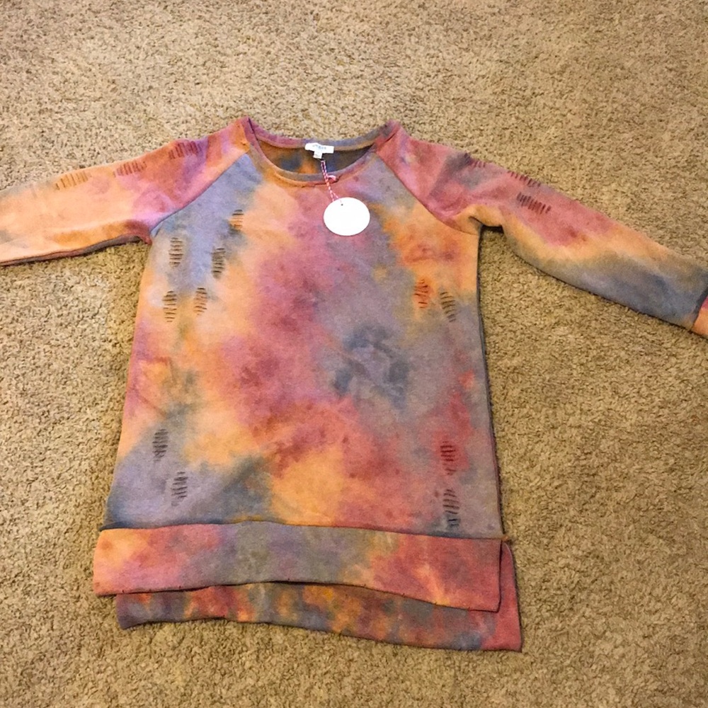 Distressed tie dye tunic